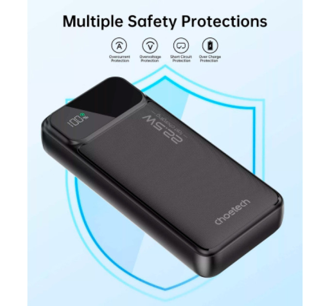 Choetech Батарея універсальна Choetech 20000mAh, PD/22.5W, QC/3.0, AFC Samsung, LED (B729)