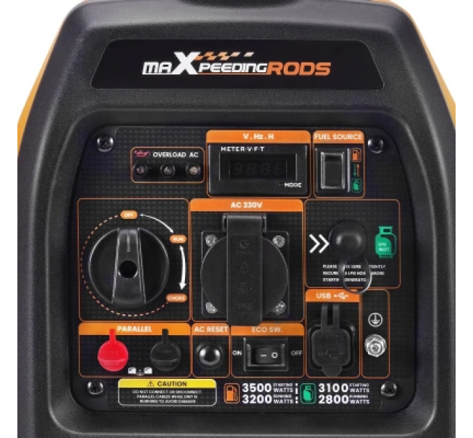 maXpeedingRODS Генератор maXpeedingRODS MXR3800DF, інверторний, газ/бензин, 3.2kW, ручний старт (MXR3800DF)