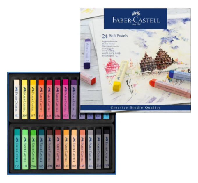 Faber-Castell Пастель Faber-Castell Soft Pastels, м'яких, довжина крейди 70 мм, 24 кольори, 128324 (16794)