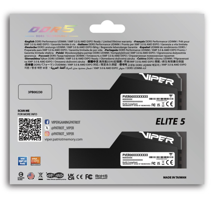 Patriot Набір з двох модулів пам'яті 32GB DDR5-6000 KIT2 VEU532G6036K PATRIOT