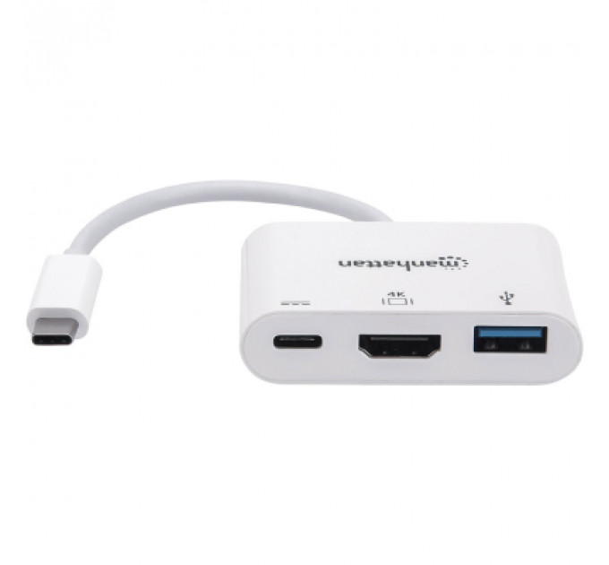 Концентратор Intracom USB3.1 Type-C to HDMI/USB 3.0/PD 60W 4-in-1 White Manhattan (152945)