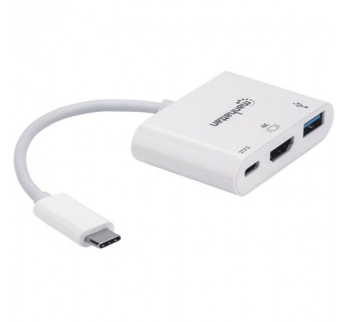 Концентратор Intracom USB3.1 Type-C to HDMI/USB 3.0/PD 60W 4-in-1 White Manhattan (152945)