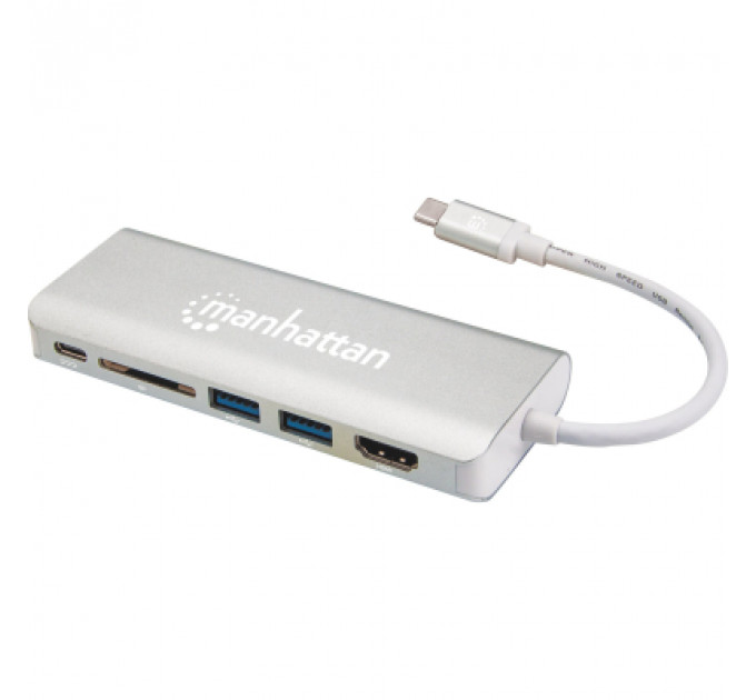 Концентратор Intracom USB3.1 Type-C to HDMI/USB 3.0x2/RJ45/SD/PD 60W Hub 7-in-1 Manhattan (152075)