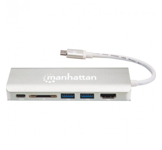 Концентратор Intracom USB3.1 Type-C to HDMI/USB 3.0x2/RJ45/SD/PD 60W Hub 7-in-1 Manhattan (152075)