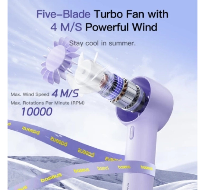 Xiaomi Вентилятор Xiaomi Baseus GoTrip-DT1 Nebula Purple (BASEUS-DT1)