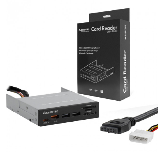 Зчитувач флеш-карт Chieftec 3.5" 2xUSB3.2/2xType-C/1xPD3.0/1xQC3.0 USB (CRD-908H)