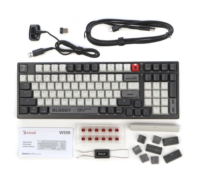 Bloody Механічна бездротова клавіатура A4Tech Bloody WS98 (Bloody Grey), сіро-біла
