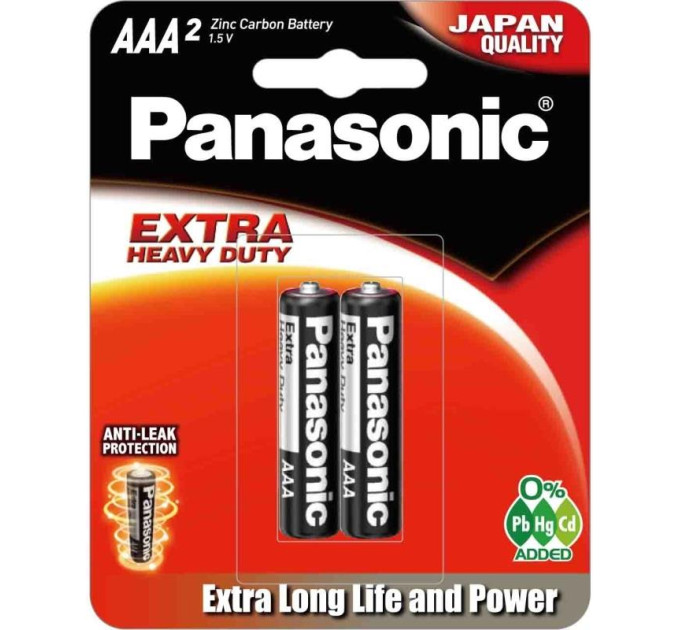 Panasonic Батарейка Panasonic Extra Heavy Duty вугільно-цинкова AAA(R3) Блістер, 2 шт.