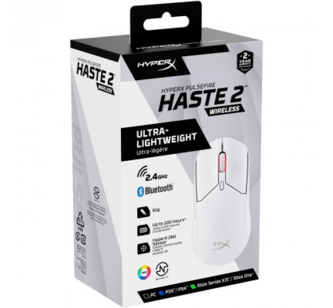 Мишка HyperX Pulsefire Haste 2 Wireless White (6N0A9AA)