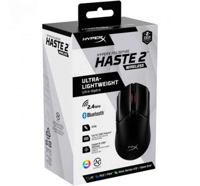 Мишка HyperX Pulsefire Haste 2 Wireless Black (6N0B0AA)