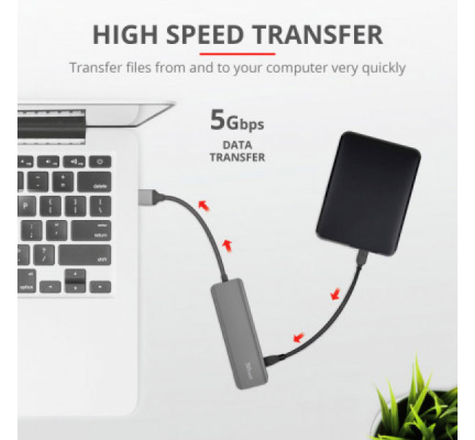 Концентратор Halyx 4-Port USB-A 3.2 Grey Trust (24947_TRUST)