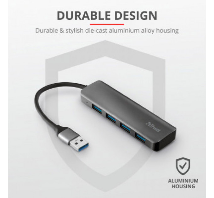 Концентратор Halyx 4-Port USB-A 3.2 Grey Trust (24947_TRUST)