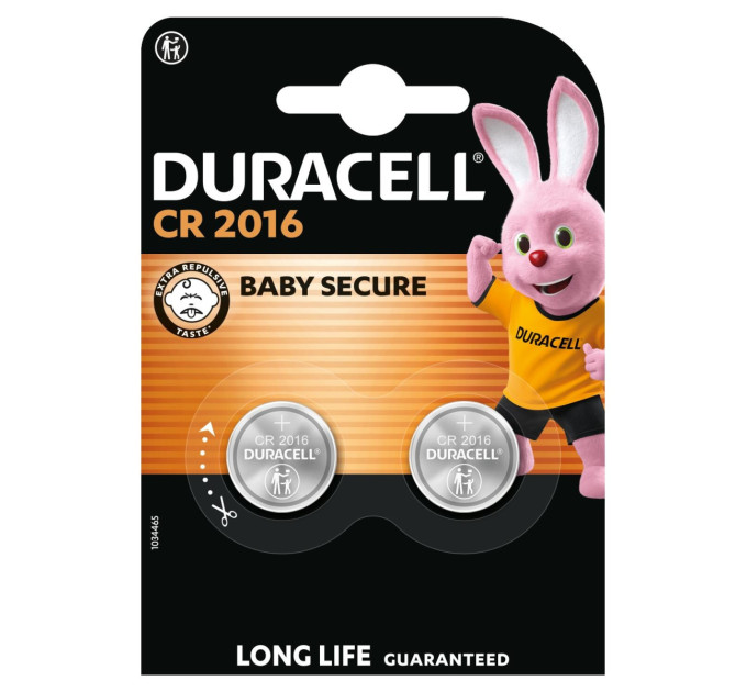 Duracell Спеціальна літієва батарейка типу «таблетка» Duracell 2016 3V, (DL2016/CR2016), 2 шт.