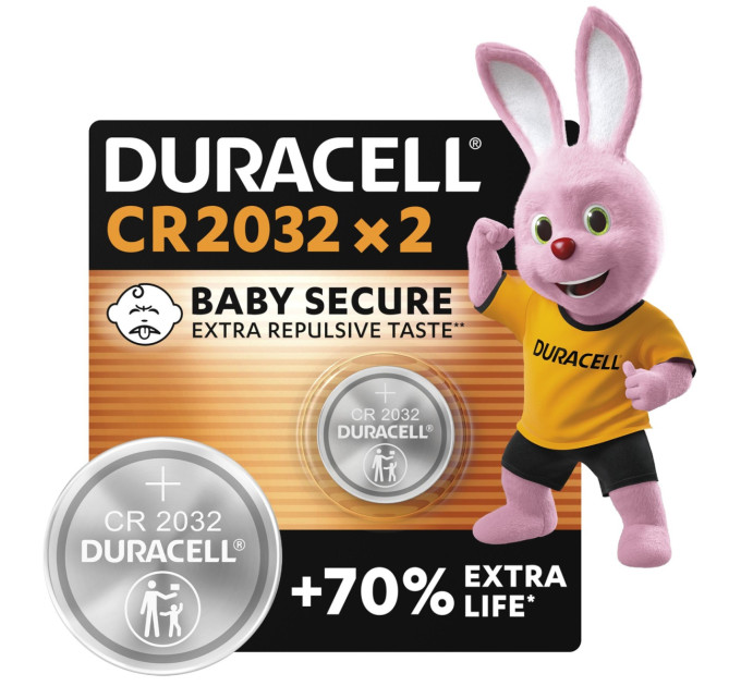 Duracell Спеціальна літієва батарейка типу «таблетка» Duracell 2032 3V, (DL2032/CR2032), 2 шт.