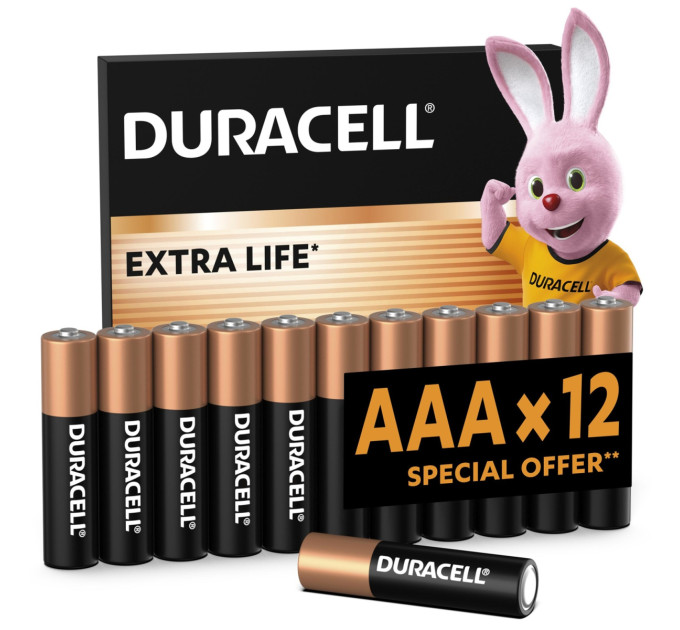 Duracell Лужні батарейки Duracell AAA, 12 шт.