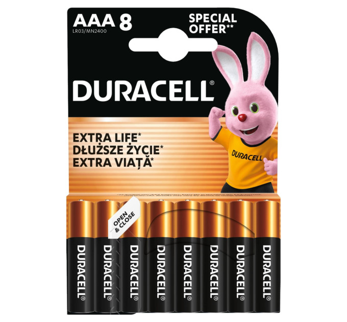 Duracell Лужні батарейки Duracell AAA, 8 шт.