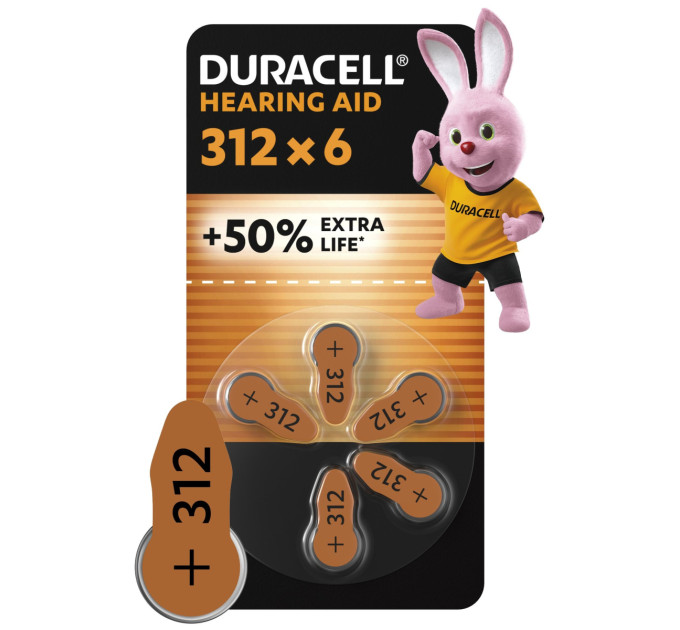 Duracell Батарейки для слухових апаратів Duracell розмір 312, 6 шт.