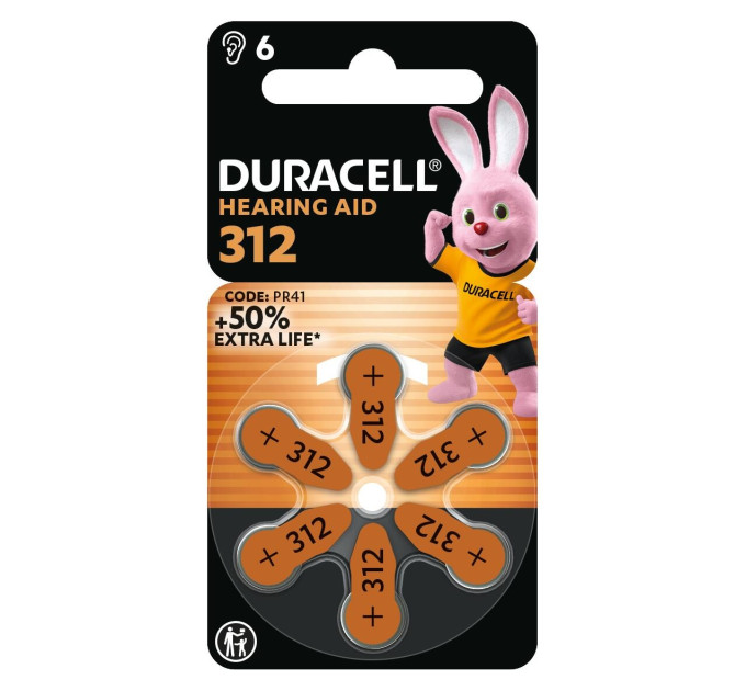 Duracell Батарейки для слухових апаратів Duracell розмір 312, 6 шт.