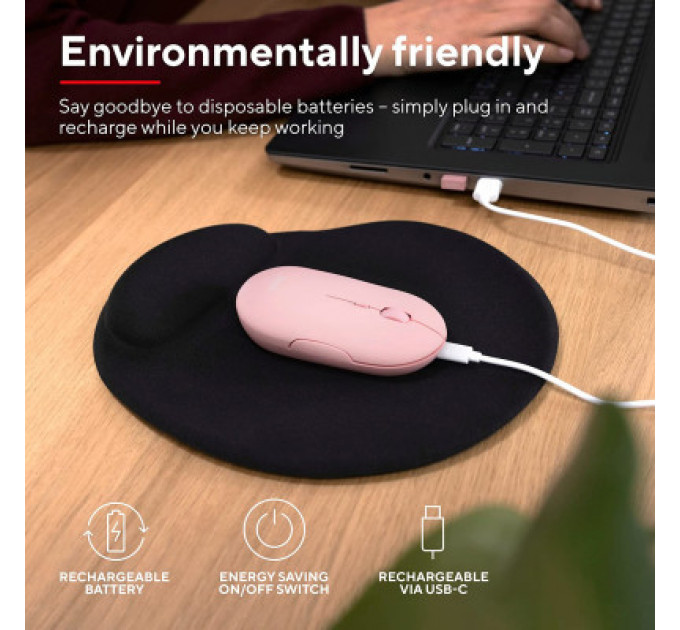 Мишка Trust Puck Wireless/Bluetooth Silent Pink (24125)