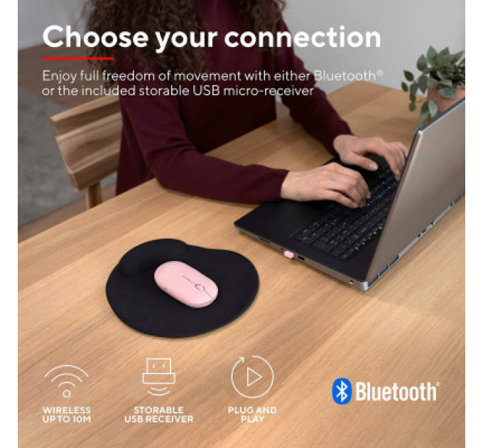 Мишка Trust Puck Wireless/Bluetooth Silent Pink (24125)