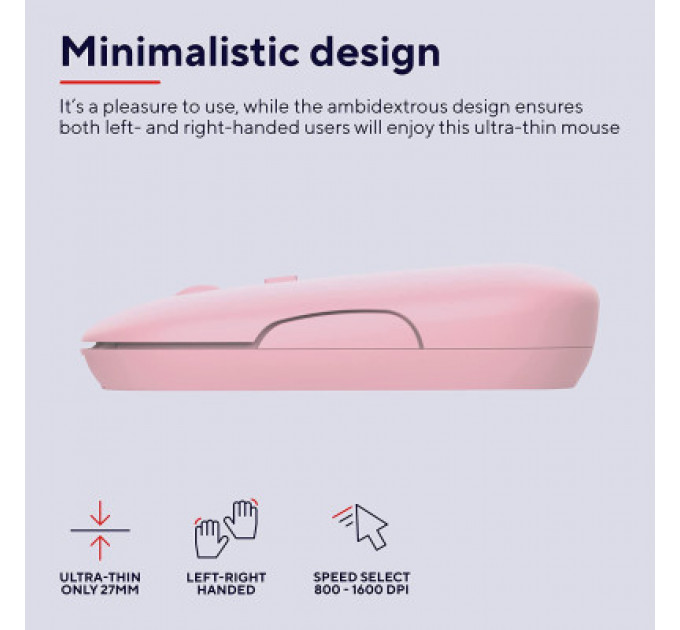 Мишка Trust Puck Wireless/Bluetooth Silent Pink (24125)