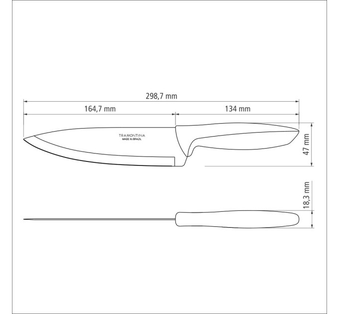 Tramontina Набір ножів Chef Tramontina Plenus light grey, 203 мм - 12 шт.
