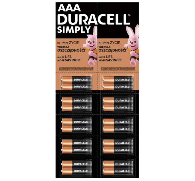 Duracell Батарейка Duracell LR03 MN2400 уп.1х2 шт. відривна (плакат 2х10)