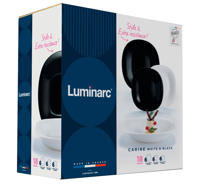 Luminarc Сервіз столовий Luminarc Carine Black&White, 18 предметів