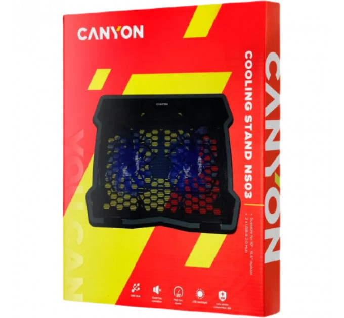 Підставка до ноутбука Canyon NS03, 10-15.6 laptop, dual-fan with 2x2.0 USB hub (CNE-HNS03)
