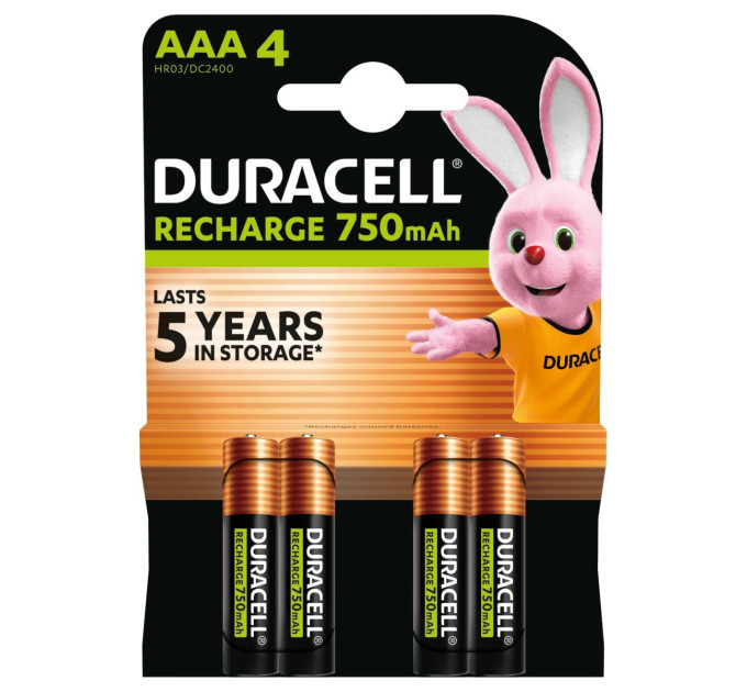 Duracell Акумулятори Duracell Rechargeable AAА 750 mAh, 4 шт.
