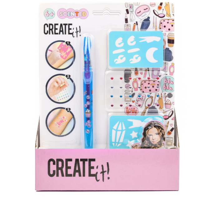 Create it! Набір для тату: ароматна ручка з трафаретом і стразами Create IT! в асортименті