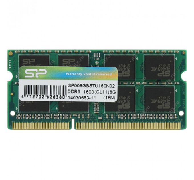 Модуль пам'яті для ноутбука SoDIMM DDR3 8GB 1600 MHz Silicon Power (SP008GBSTU160N02)