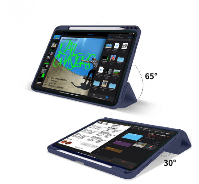 Чохол до планшета BeCover Tri Fold Soft TPU mount Apple Pencil Apple iPad Air 5 (2022) 10.9" Deep Blue (708454)