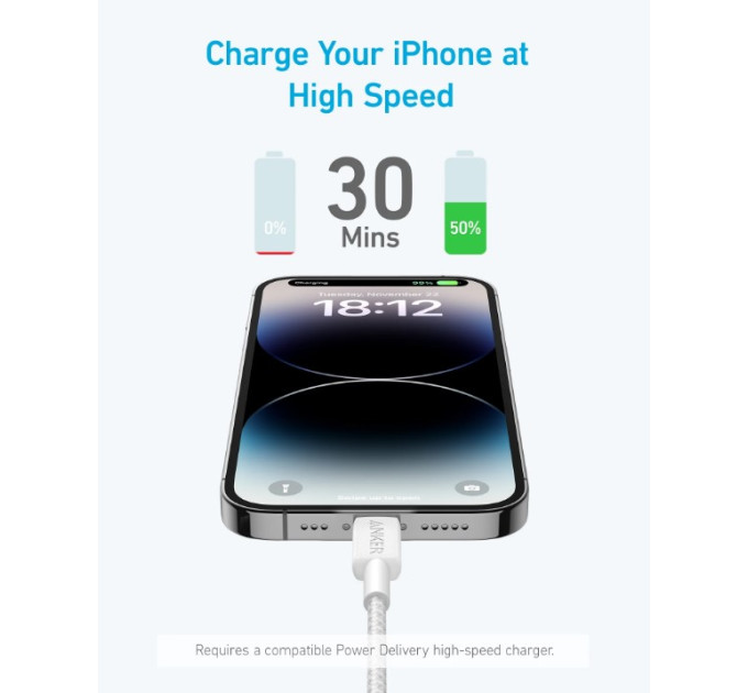 Anker Кабель Anker 322 USB-C to Lightning - 1.8m Nylon White