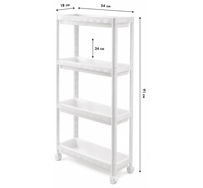 Violet House Етажерка 4-х ярусна Violet House 6014 Long Shelf WHITE 54х18х91 см