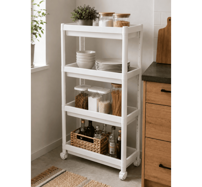 Violet House Етажерка 4-х ярусна Violet House 6014 Long Shelf WHITE 54х18х91 см