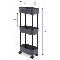 Етажерка 3-х ярусна Violet House 6020 Honeycomb GREY 17х27х73 см 