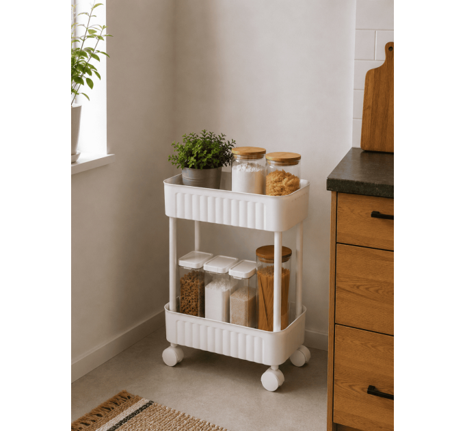 Violet House Етажерка 2-х ярусна Violet House 6021 Honeycomb WHITE 17х27х43 см