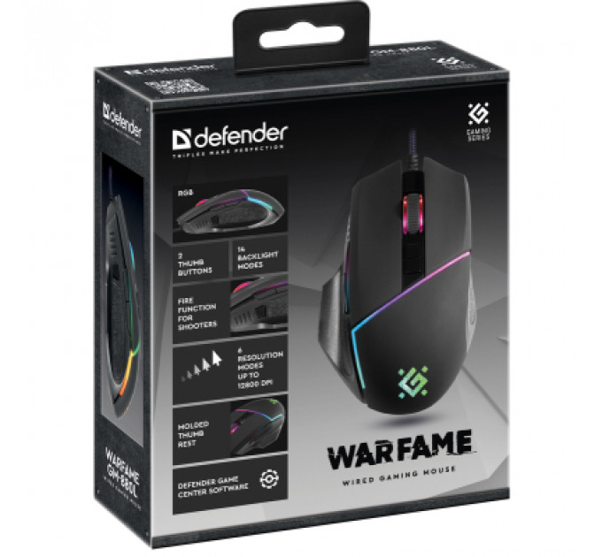 Мишка Defender Warfame GM-880L USB Black (52880)
