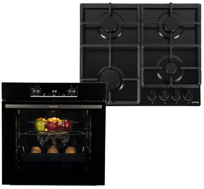 Gorenje Електрична духова шафа + газова варильна поверхня Gorenje SET BLACK GAS BO6735E02BK + G641EB