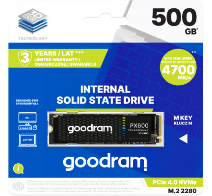 Накопичувач SSD M.2 2280 500GB PX600 Goodram (SSDPR-PX600-500-80)