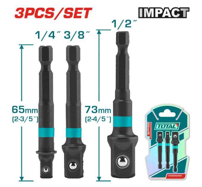 Total Набір перехідників TOTAL TAC273651 1/4", 3/8", 1/2"