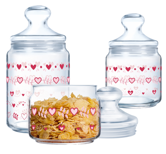Luminarc Набір банок Luminarc Club Love Basket, 3х0.5, 0.75, 1 л