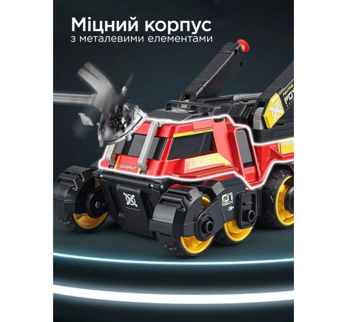 CARS S Іграшка CARS S Бойова машина 3в1 Pull-back з катапультою та гарматами, зі світлом та звуком 1:24, в асортименті (CJ-4095637)