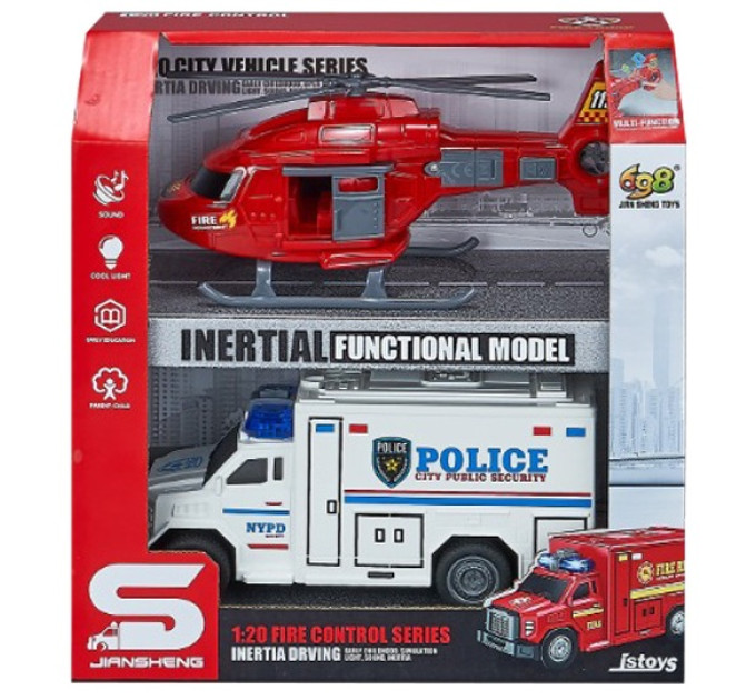 CARS S Іграшка CARS S Поліцейська вантажівка та пожежний гелікоптер 1:20, має рухому частину (CJ-4479359)