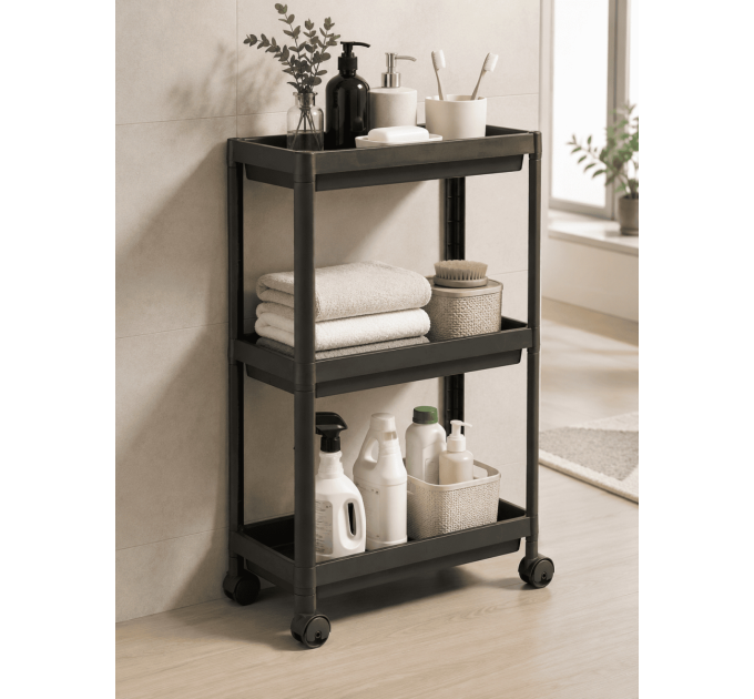 Violet House Етажерка 3-х ярусна Violet House 6015 Long Shelf 3 GREY 54х18х67 см