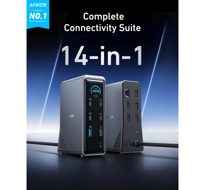 Anker Док-станція Anker Prime Charging Docking Station 14-in-1 Black