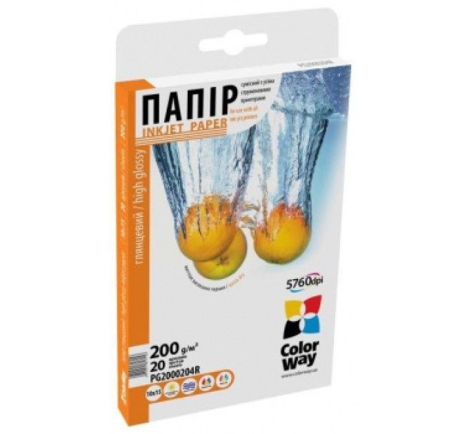 Фотопапір ColorWay глянцевий 200г/м, 10x15 ПГ200-100