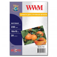 Фотопапір WWM матовий 230г/м, 10х15, 20л. (M230.F20)