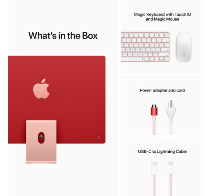 Apple Комп'ютер Apple A2438 24" iMac Retina 4.5K / Apple M1 with 8-core GPU, 256SSD, Pink (MGPM3UA/A)